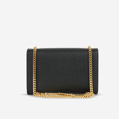 Saint Laurent Small Kate Bag — Black Grained Leather with Gold Hardware