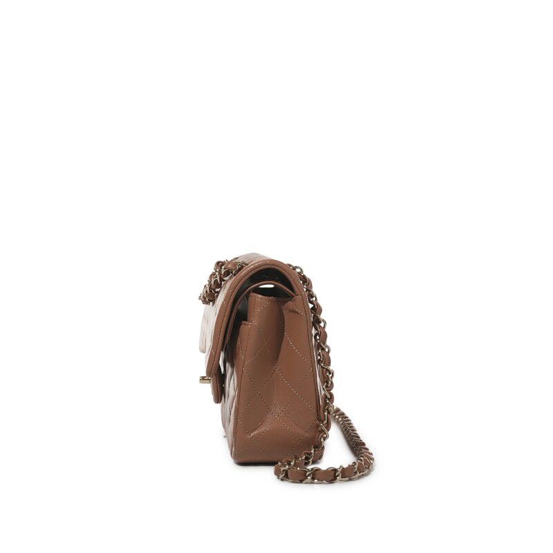 Chanel Classic Double Flap Bag — Brown Quilted Lambskin with Pale Gold Hardware