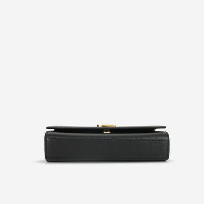 Saint Laurent Small Kate Bag — Black Grained Leather with Gold Hardware