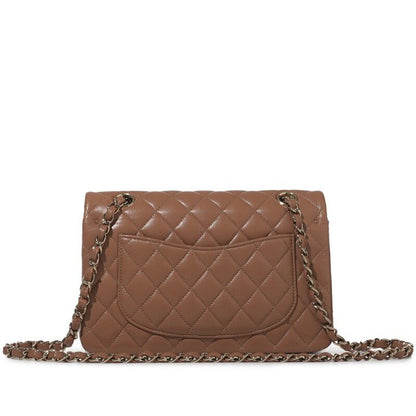 Chanel Classic Double Flap Bag — Brown Quilted Lambskin with Pale Gold Hardware