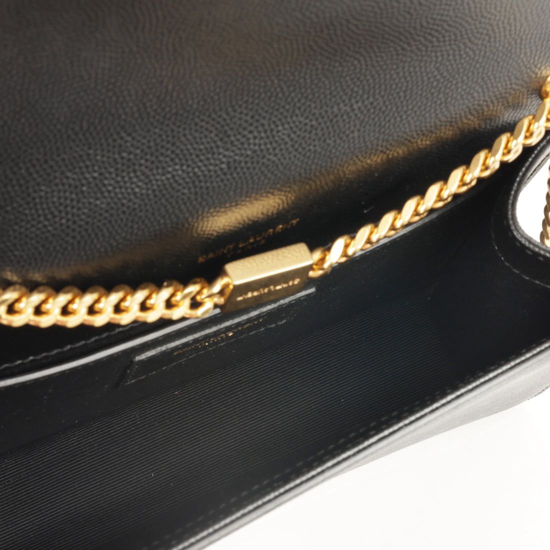 Saint Laurent Small Kate Bag — Black Grained Leather with Gold Hardware