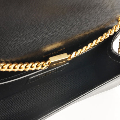 Saint Laurent Small Kate Bag — Black Grained Leather with Gold Hardware