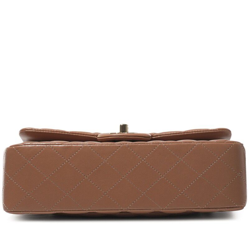Chanel Classic Double Flap Bag — Brown Quilted Lambskin with Pale Gold Hardware
