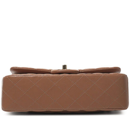 Chanel Classic Double Flap Bag — Brown Quilted Lambskin with Pale Gold Hardware