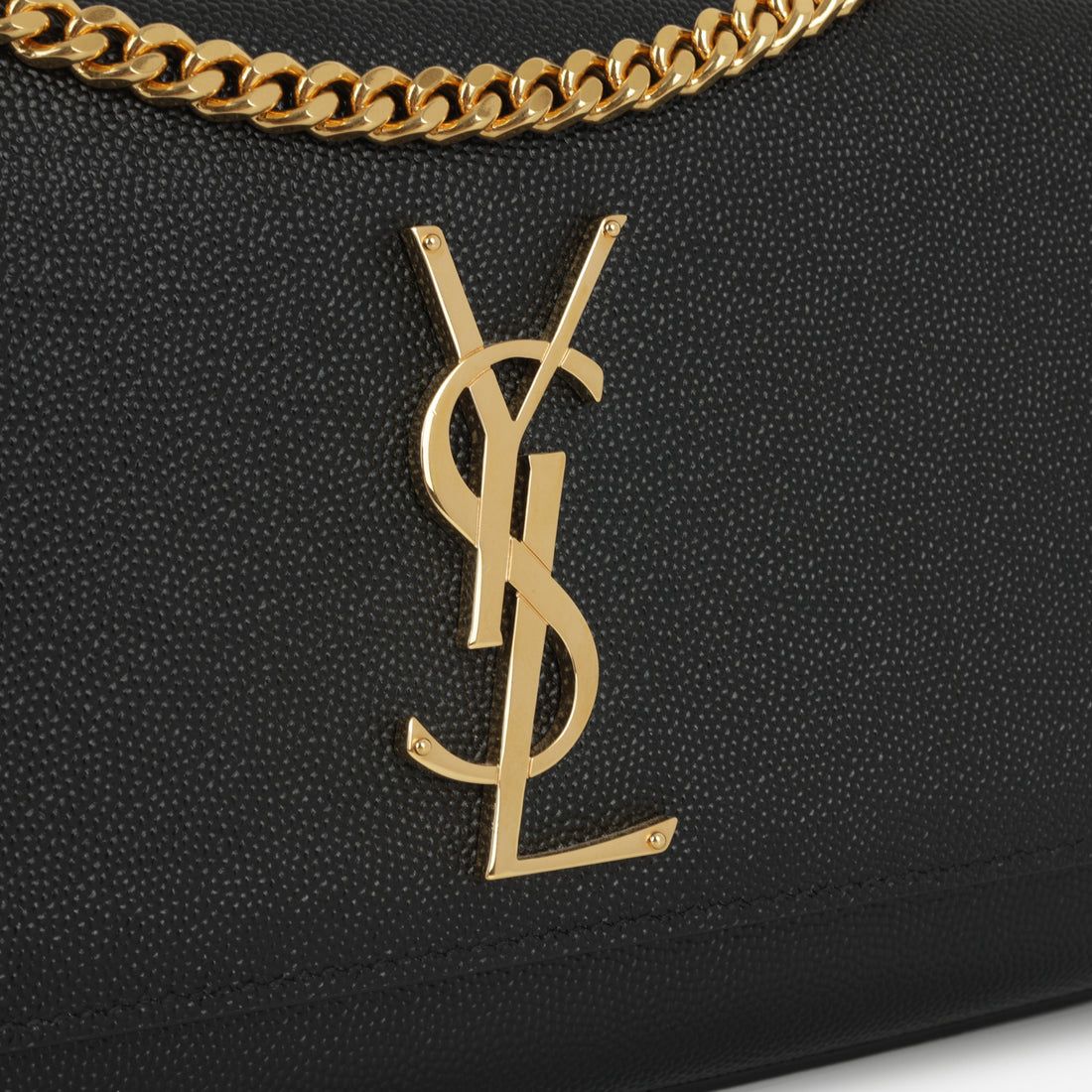 Saint Laurent Small Kate Bag — Black Grained Leather with Gold Hardware