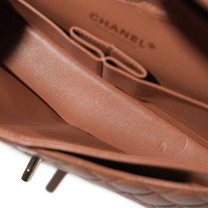 Chanel Classic Double Flap Bag — Brown Quilted Lambskin with Pale Gold Hardware