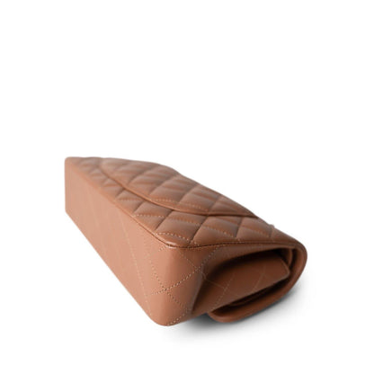 Chanel 22S Small Classic Flap Bag — Caramel Quilted Lambskin with Light Gold Hardware