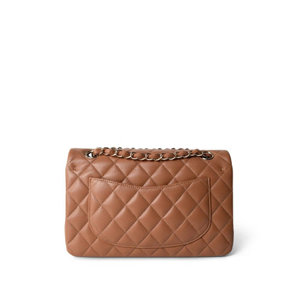 Chanel 22S Small Classic Flap Bag — Caramel Quilted Lambskin with Light Gold Hardware
