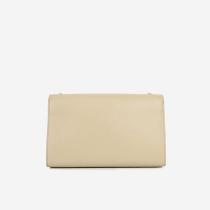 Saint Laurent Medium Kate Bag — Beige Grained Leather with Gold Hardware