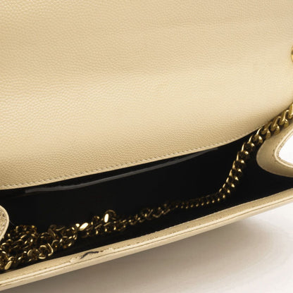 Saint Laurent Medium Kate Bag — Beige Grained Leather with Gold Hardware