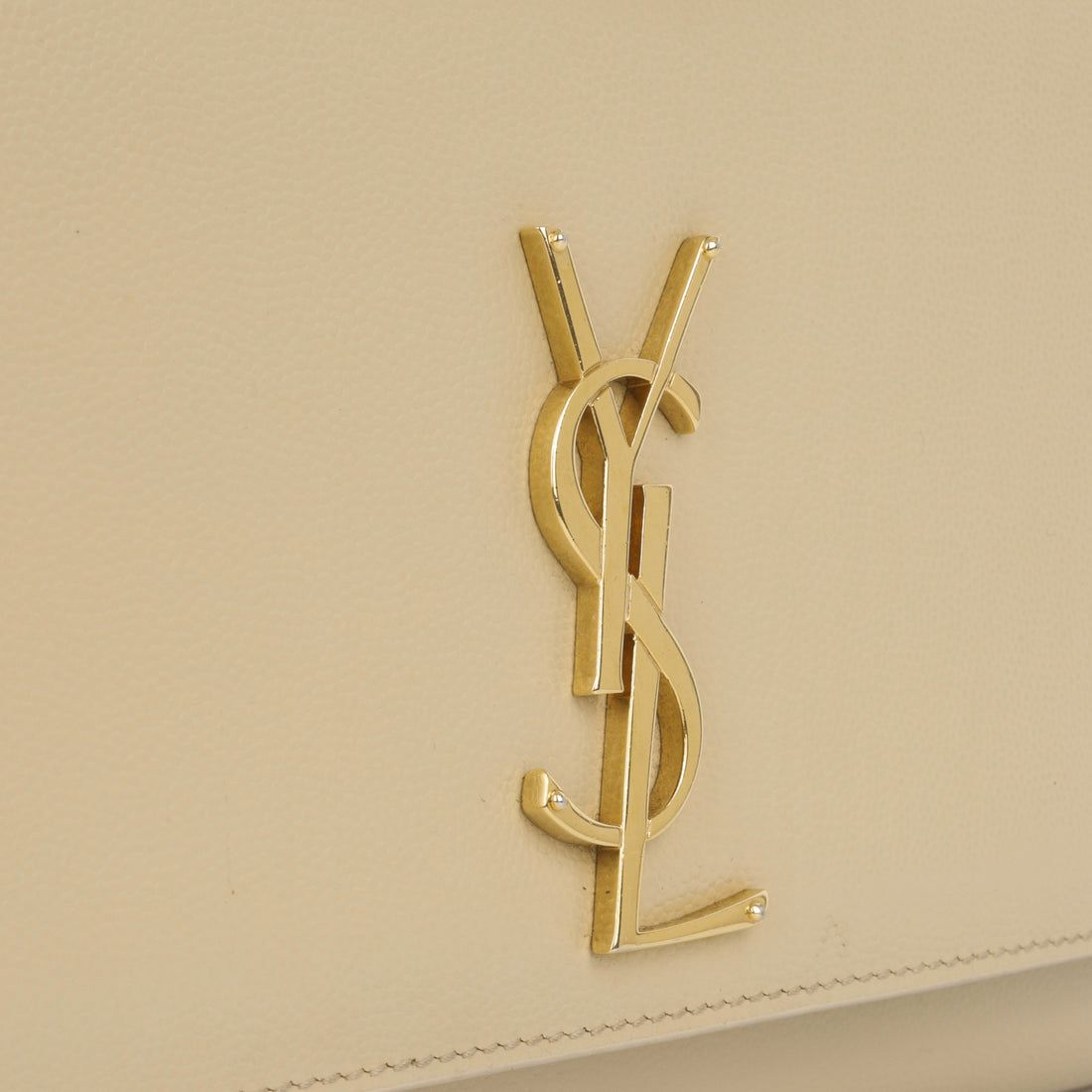 Saint Laurent Medium Kate Bag — Beige Grained Leather with Gold Hardware