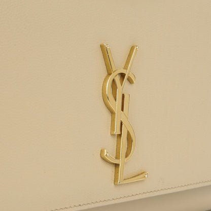 Saint Laurent Medium Kate Bag — Beige Grained Leather with Gold Hardware