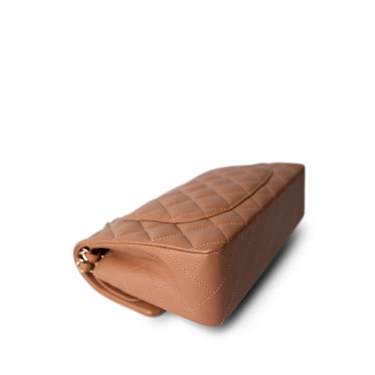 Chanel 22S Small Classic Flap Bag — Caramel Quilted Lambskin with Light Gold Hardware