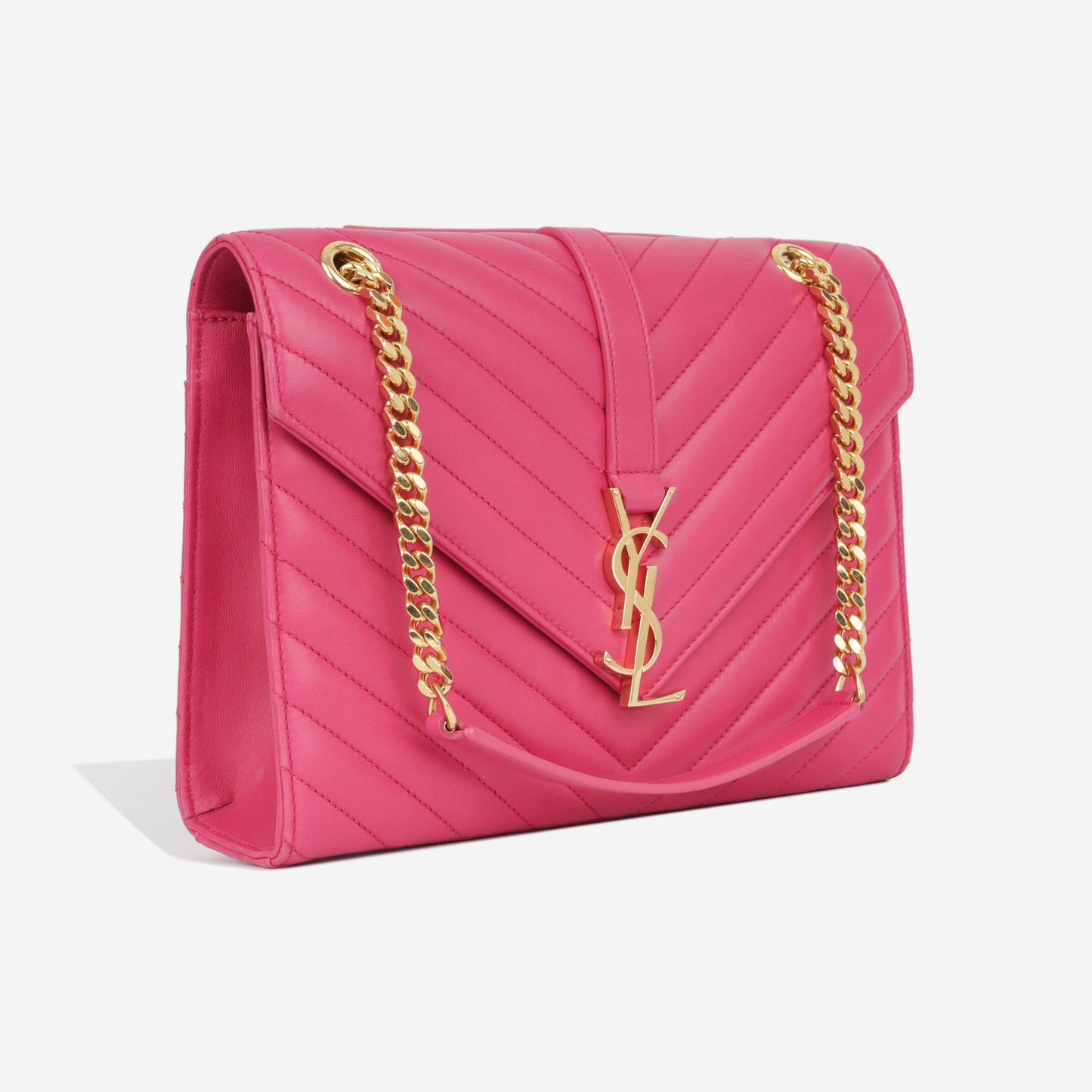 Saint Laurent Medium Envelope Chain Bag — Pink Smooth Calfskin Leather with Gold Hardware