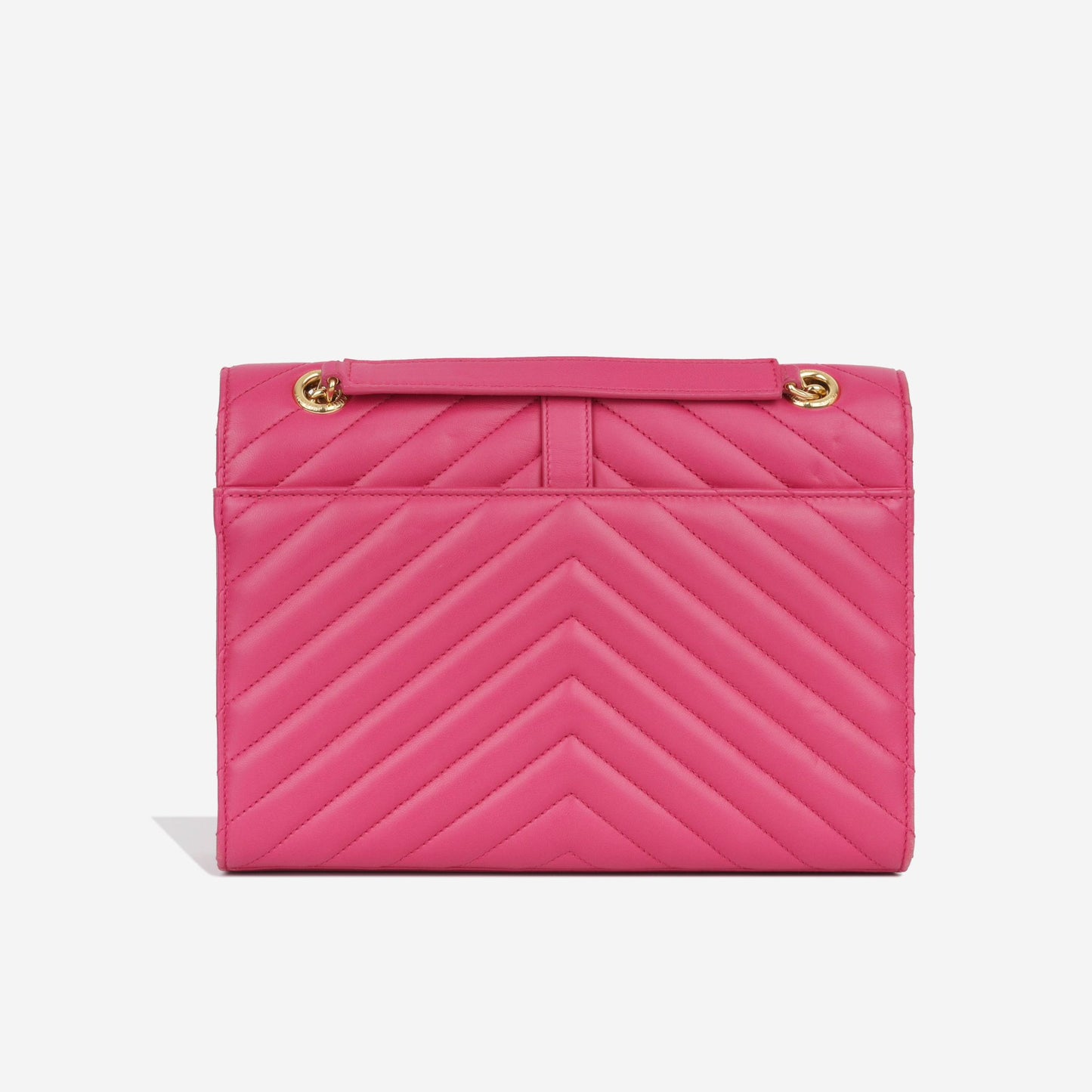 Saint Laurent Medium Envelope Chain Bag — Pink Smooth Calfskin Leather with Gold Hardware