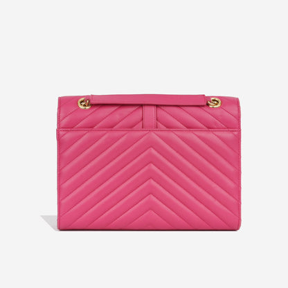 Saint Laurent Medium Envelope Chain Bag — Pink Smooth Calfskin Leather with Gold Hardware