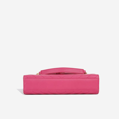 Saint Laurent Medium Envelope Chain Bag — Pink Smooth Calfskin Leather with Gold Hardware