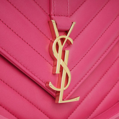 Saint Laurent Medium Envelope Chain Bag — Pink Smooth Calfskin Leather with Gold Hardware