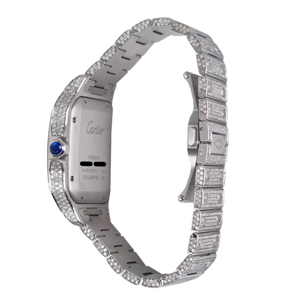 Cartier Santos de Cartier 40 mm Watch — Diamond Roman Dial &amp; Pavé Diamond Stainless‑Steel Bracelet