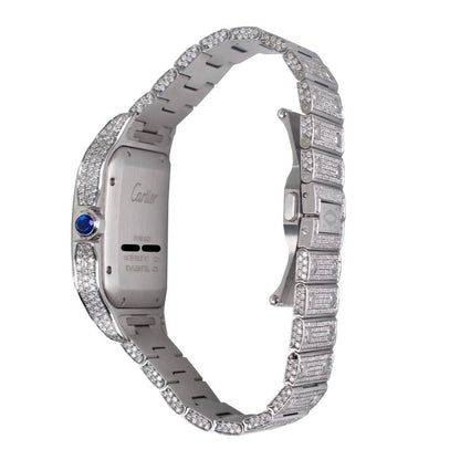 Cartier Santos de Cartier 40 mm Watch — Diamond Roman Dial &amp; Pavé Diamond Stainless‑Steel Bracelet