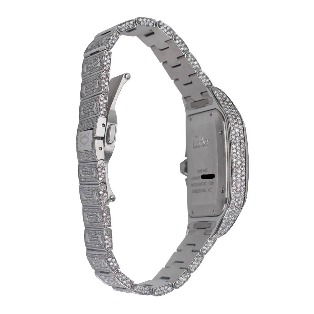 Cartier Santos de Cartier 40 mm Watch — Diamond Roman Dial &amp; Pavé Diamond Stainless‑Steel Bracelet