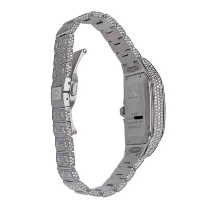 Cartier Santos de Cartier 40 mm Watch — Diamond Roman Dial &amp; Pavé Diamond Stainless‑Steel Bracelet