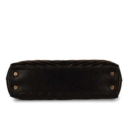 Saint Laurent Cassandre Medium Tote — Black Caviar Leather with Gold Hardware