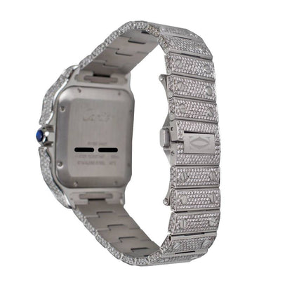 Cartier Santos de Cartier 40 mm Watch — Diamond Roman Dial &amp; Pavé Diamond Stainless‑Steel Bracelet