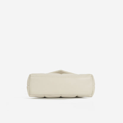 Saint Laurent Mini Lou Puffer — Blanc Vintage Lambskin Leather with Silver Hardware