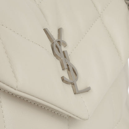 Saint Laurent Mini Lou Puffer — Blanc Vintage Lambskin Leather with Silver Hardware