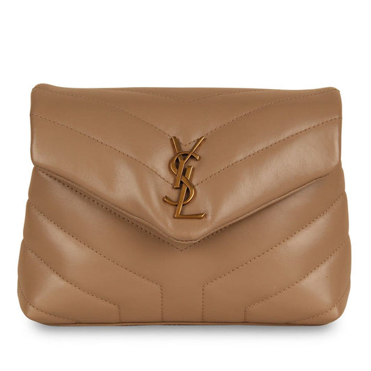 Saint Laurent Lou Toy Bag — Nude Matelassé Leather with Antique Gold Hardware