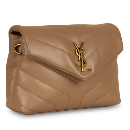 Saint Laurent Lou Toy Bag — Nude Matelassé Leather with Antique Gold Hardware