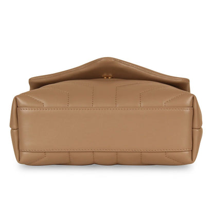 Saint Laurent Lou Toy Bag — Nude Matelassé Leather with Antique Gold Hardware