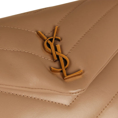 Saint Laurent Lou Toy Bag — Nude Matelassé Leather with Antique Gold Hardware
