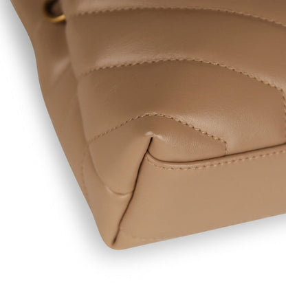Saint Laurent Lou Toy Bag — Nude Matelassé Leather with Antique Gold Hardware
