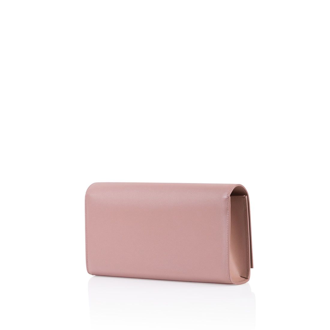 Saint Laurent Kate Monogram Clutch — Light Pink Grain de Poudre Leather with Gold Hardware
