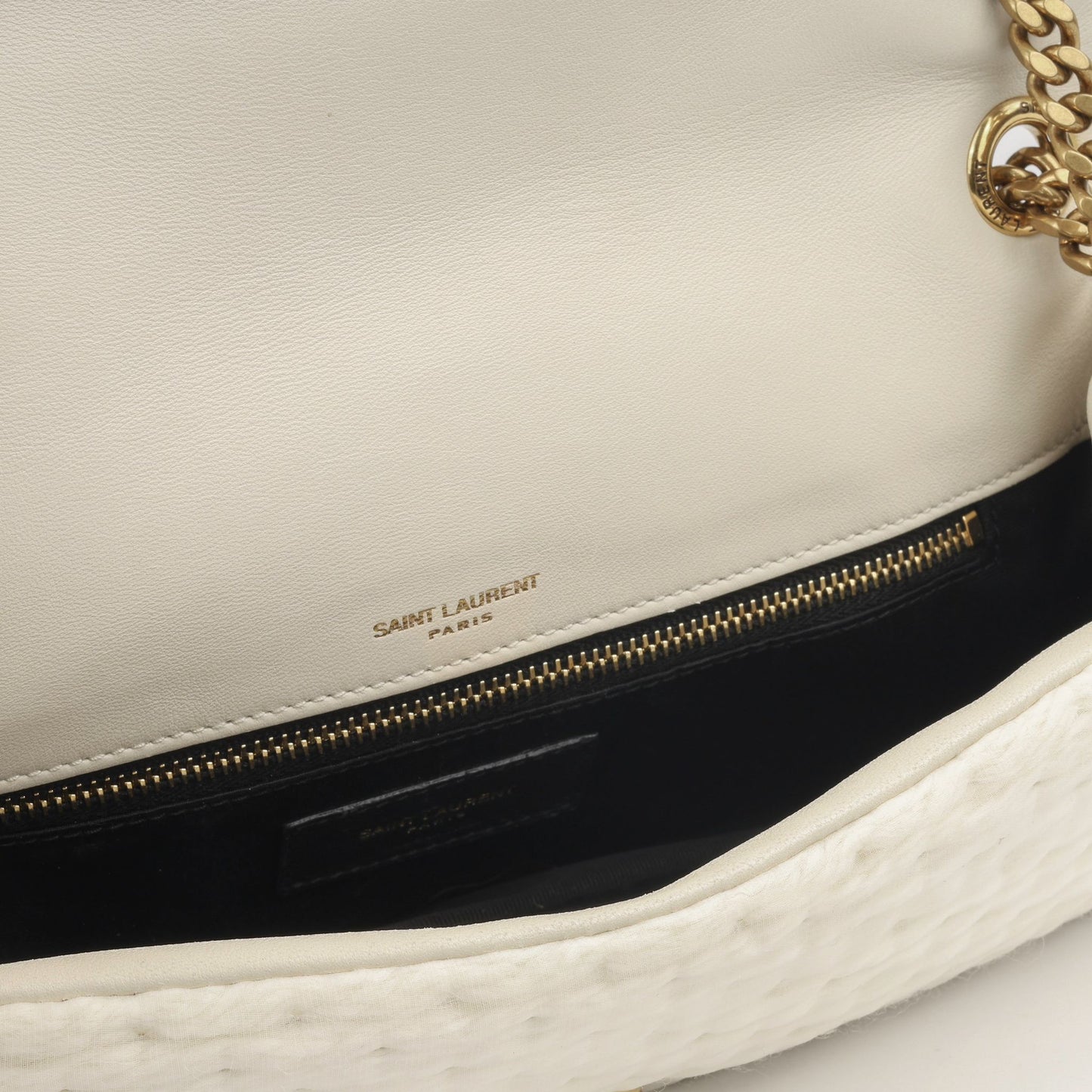 Saint Laurent Calypso Bag — Cream Organza &amp; Lambskin with Gold Hardware