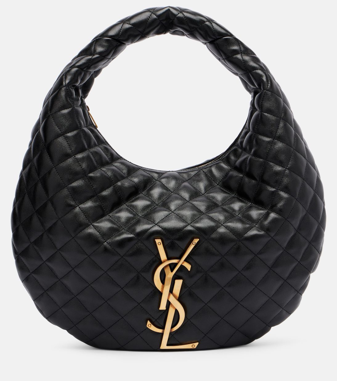 Saint Laurent Icare Medium Quilted Leather Shoulder Bag — Black Lambskin with Gold Hardware