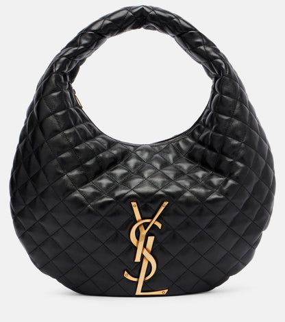 Saint Laurent Icare Medium Quilted Leather Shoulder Bag — Black Lambskin with Gold Hardware