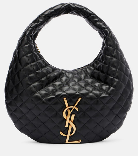 Saint Laurent Icare Medium Quilted Leather Shoulder Bag — Black Lambskin with Gold Hardware