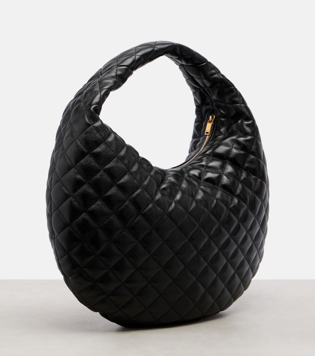 Saint Laurent Icare Medium Quilted Leather Shoulder Bag — Black Lambskin with Gold Hardware