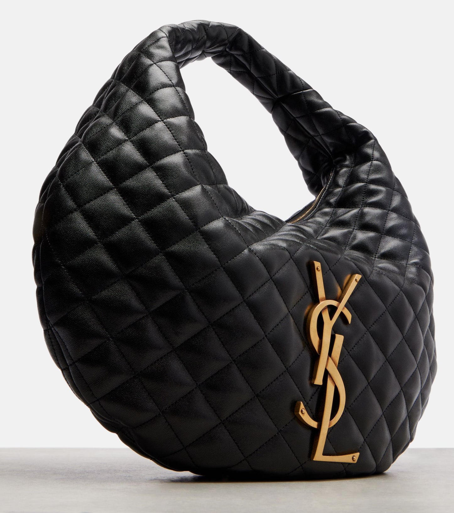 Saint Laurent Icare Medium Quilted Leather Shoulder Bag — Black Lambskin with Gold Hardware