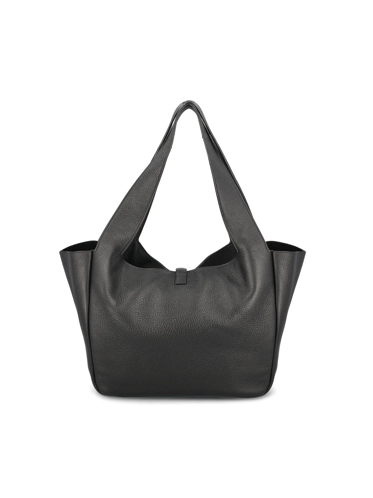 Saint Laurent Le 5 À 7 Bea Shopping Bag — Black Deerskin Leather with Gold Hardware