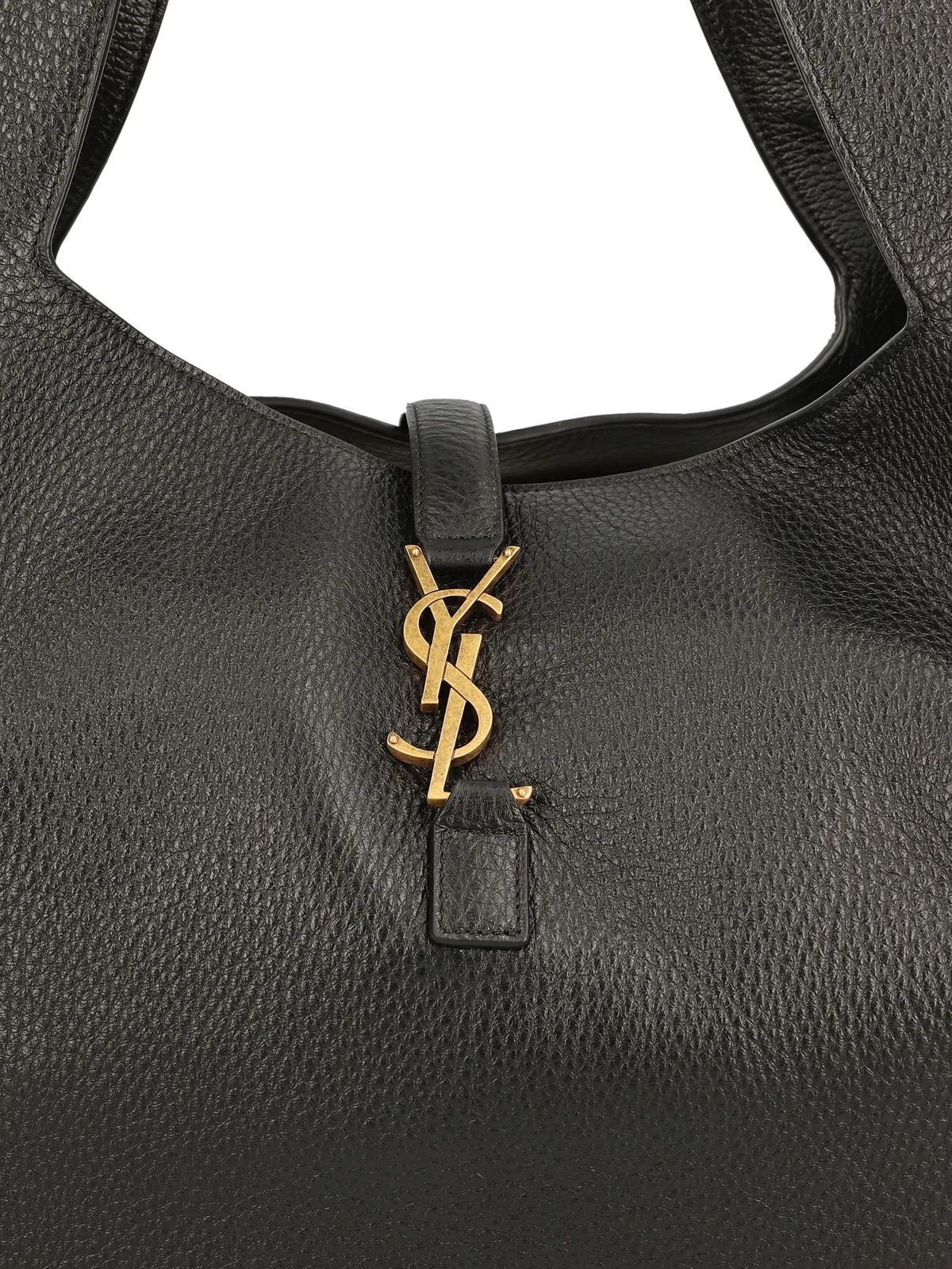 Saint Laurent Le 5 À 7 Bea Shopping Bag — Black Deerskin Leather with Gold Hardware
