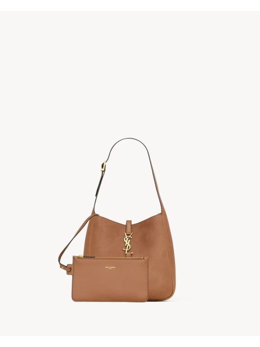 Saint Laurent Small Le 5 À 7 Shoulder Bag — Toasted Brown Calfskin Leather with Gold Hardware