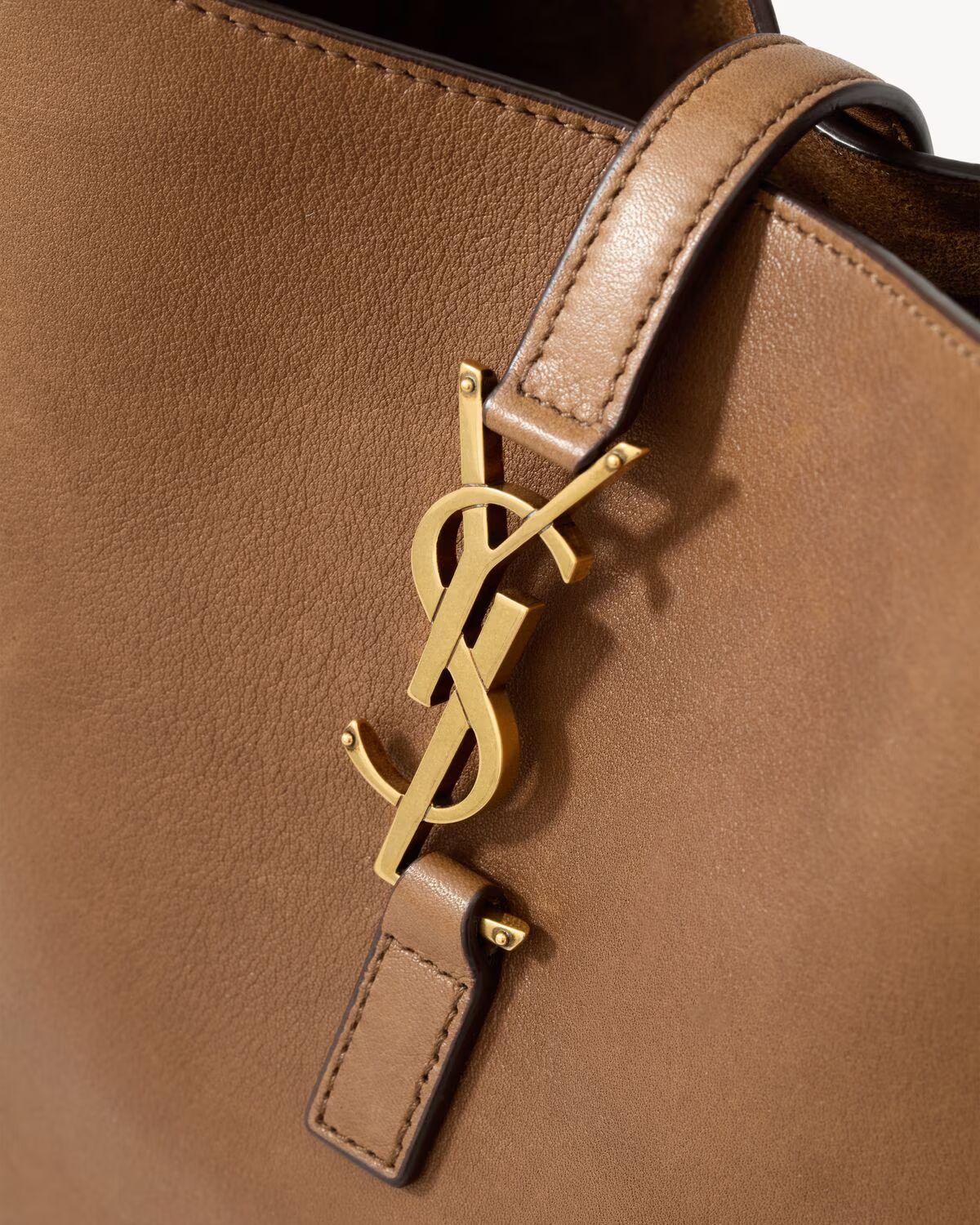 Saint Laurent Small Le 5 À 7 Shoulder Bag — Toasted Brown Calfskin Leather with Gold Hardware